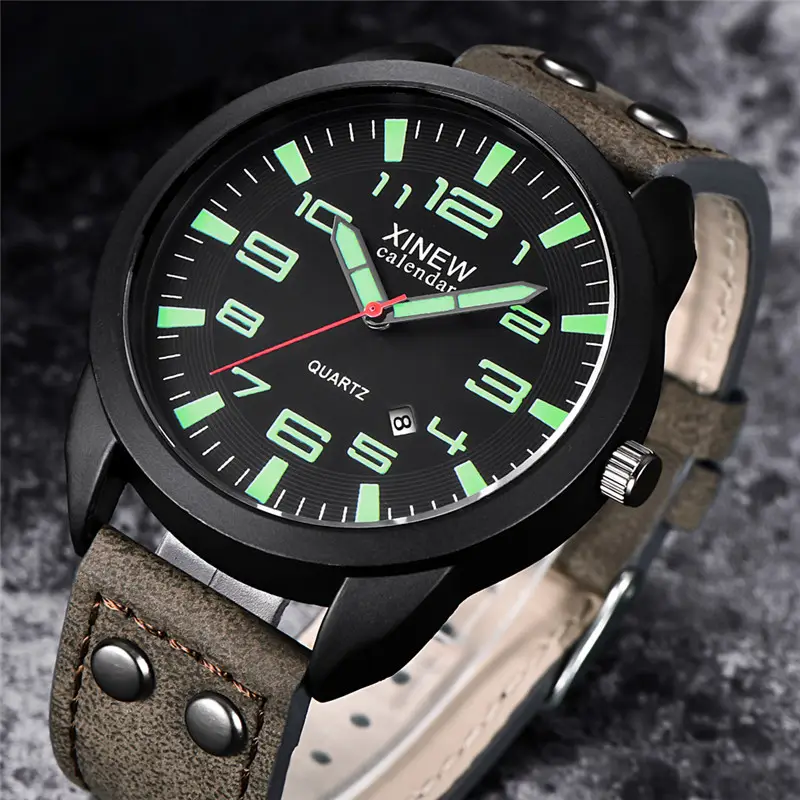 Men's Black Quartz Silicone Watch with Green Dial — feature 8
