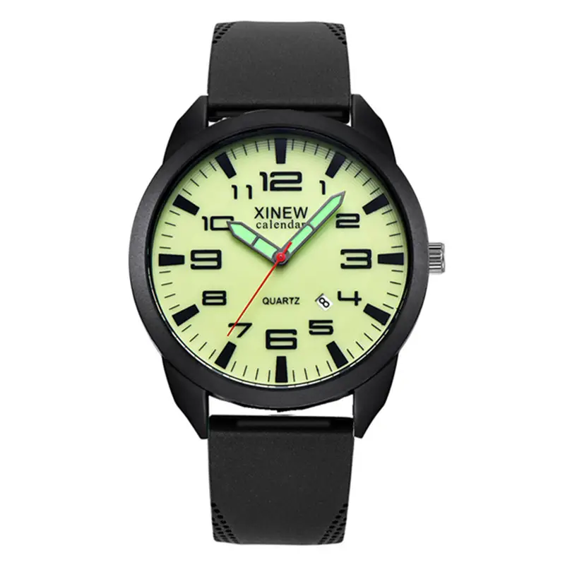 Men's Black Quartz Silicone Band Sports Watch - Image 4