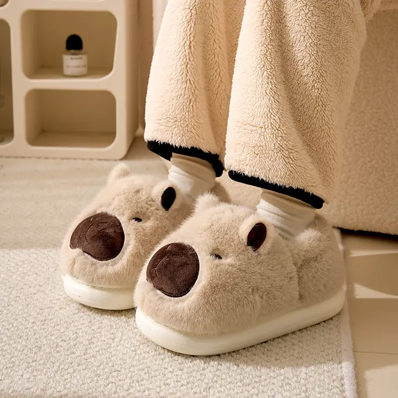 Ugly Cute Kapi Bala Cotton Shoes Winter Women's Household Cotton Slippers Winter Home Plush Slippers Plush Slippers
