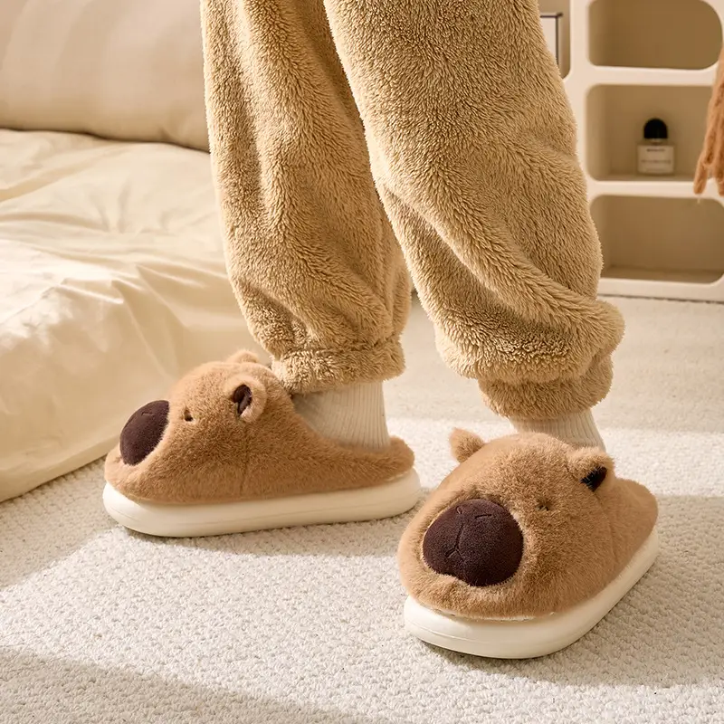 Ugly Cute Kapi Bala Cotton Shoes Winter Women's Household Cotton Slippers Winter Home Plush Slippers Plush Slippers