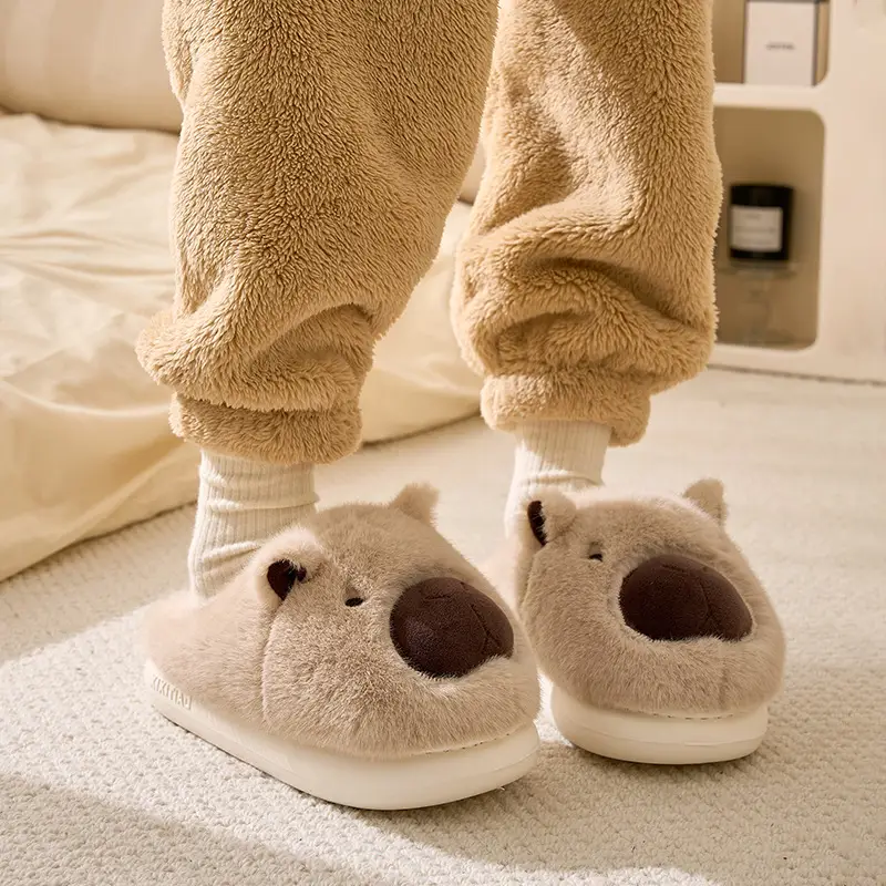 Ugly Cute Kapi Bala Cotton Shoes Winter Women's Household Cotton Slippers Winter Home Plush Slippers Plush Slippers