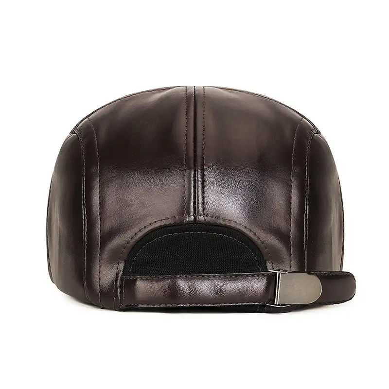 Winter PU Ear Cap for Men Warm Brown - Image 7