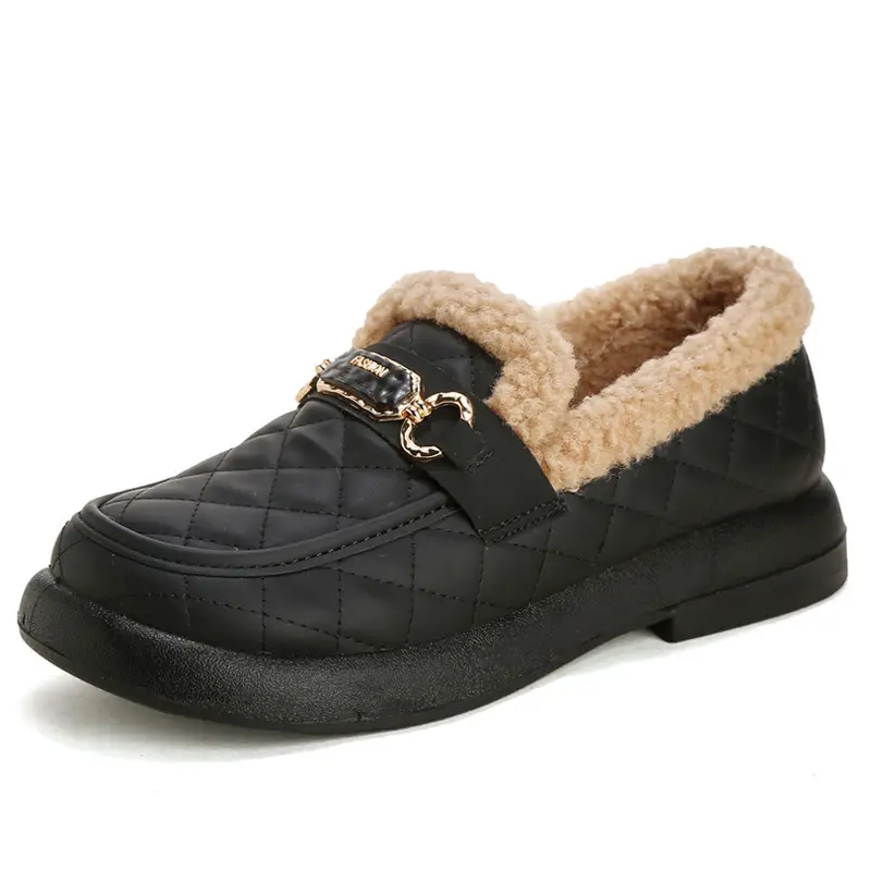 Old Beijing Cotton Shoes Women's Winter Wear 2024 New fleece-lined Thickened Slip-on Loafers Fashion Warm Bean Shoes - Image 7