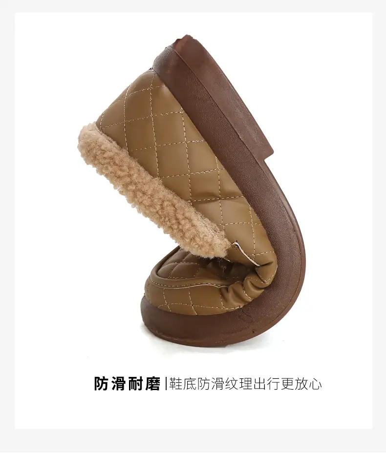 Old Beijing Cotton Shoes Women's Winter Wear 2024 New fleece-lined Thickened Slip-on Loafers Fashion Warm Bean Shoes — feature 12