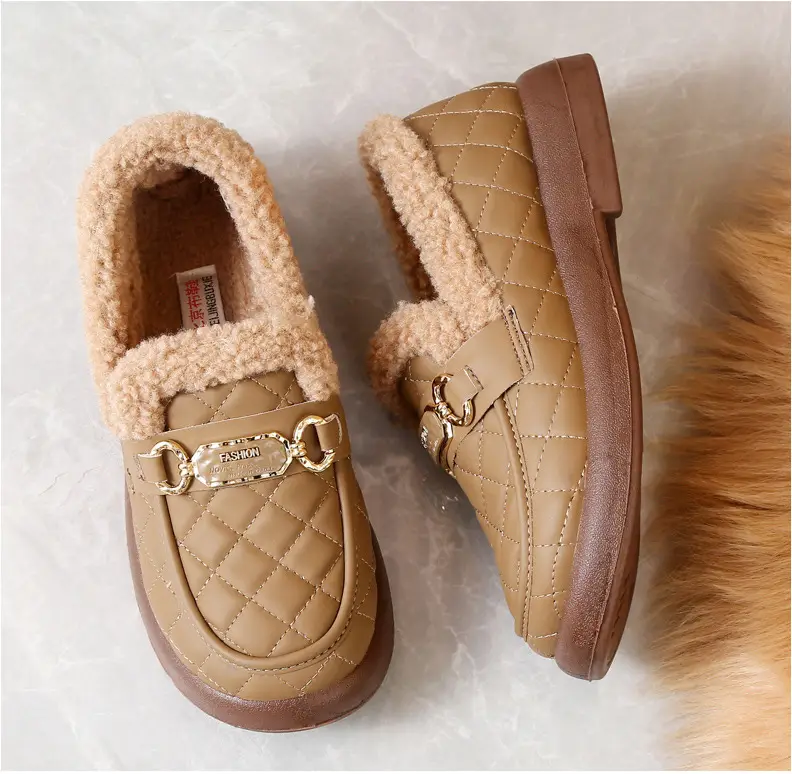Old Beijing Cotton Shoes Women's Winter Wear 2024 New fleece-lined Thickened Slip-on Loafers Fashion Warm Bean Shoes — feature 25
