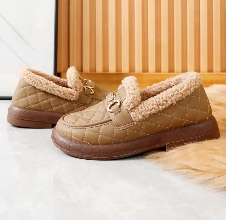 Old Beijing Cotton Shoes Women's Winter Wear 2024 New fleece-lined Thickened Slip-on Loafers Fashion Warm Bean Shoes — feature 26