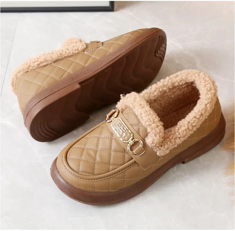 Old Beijing Cotton Shoes Women's Winter Wear 2024 New fleece-lined Thickened Slip-on Loafers Fashion Warm Bean Shoes — feature 27