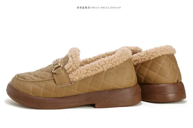 Old Beijing Cotton Shoes Women's Winter Wear 2024 New fleece-lined Thickened Slip-on Loafers Fashion Warm Bean Shoes — feature 36