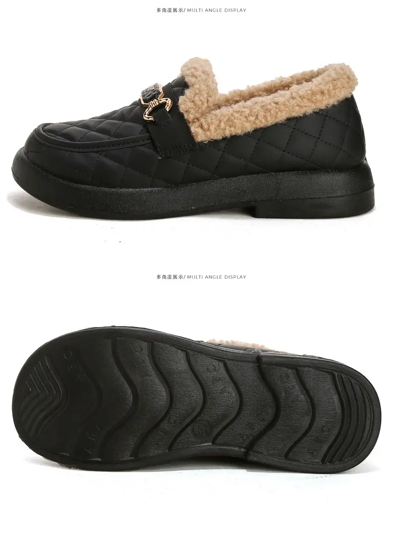 Old Beijing Cotton Shoes Women's Winter Wear 2024 New fleece-lined Thickened Slip-on Loafers Fashion Warm Bean Shoes — feature 39