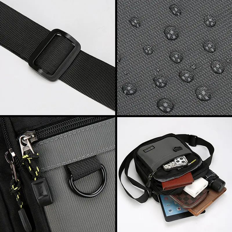 Men's Waterproof Crossbody Bag Black Large Capacity - Image 6