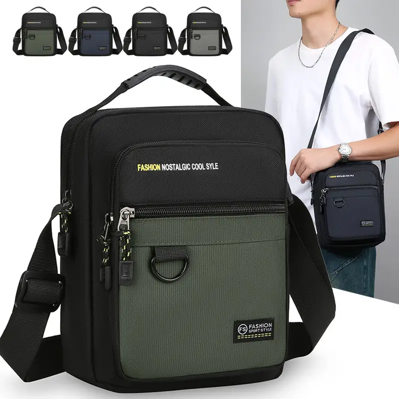 Men's Waterproof Crossbody Bag Black Large Capacity - Image 7