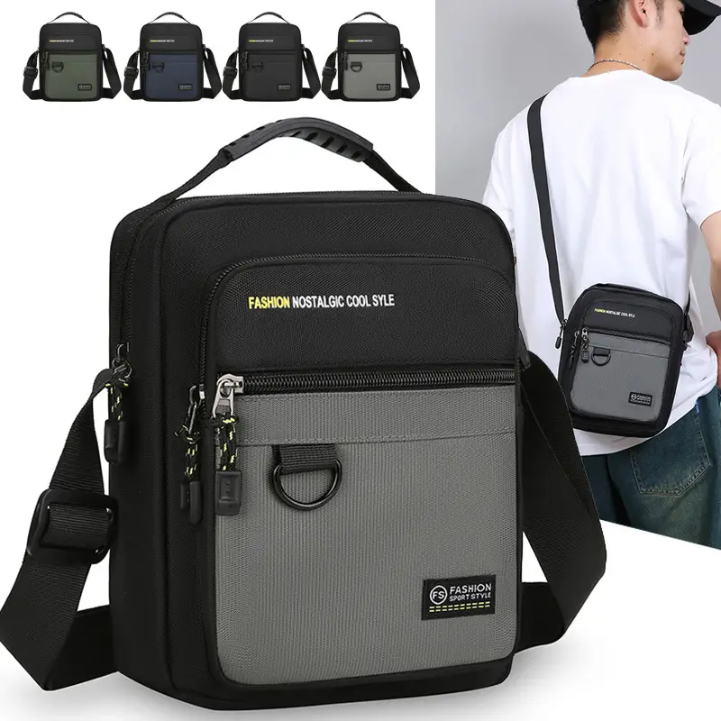 Men's Waterproof Crossbody Bag Black Large Capacity - Image 8