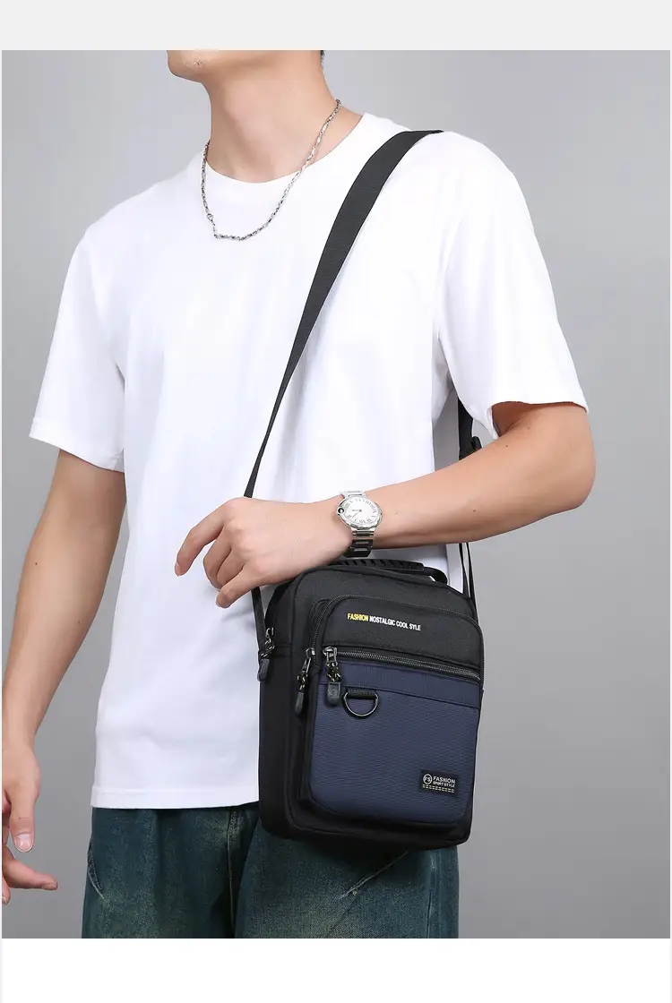 Men's Waterproof Crossbody Bag Black Large Capacity — feature 14