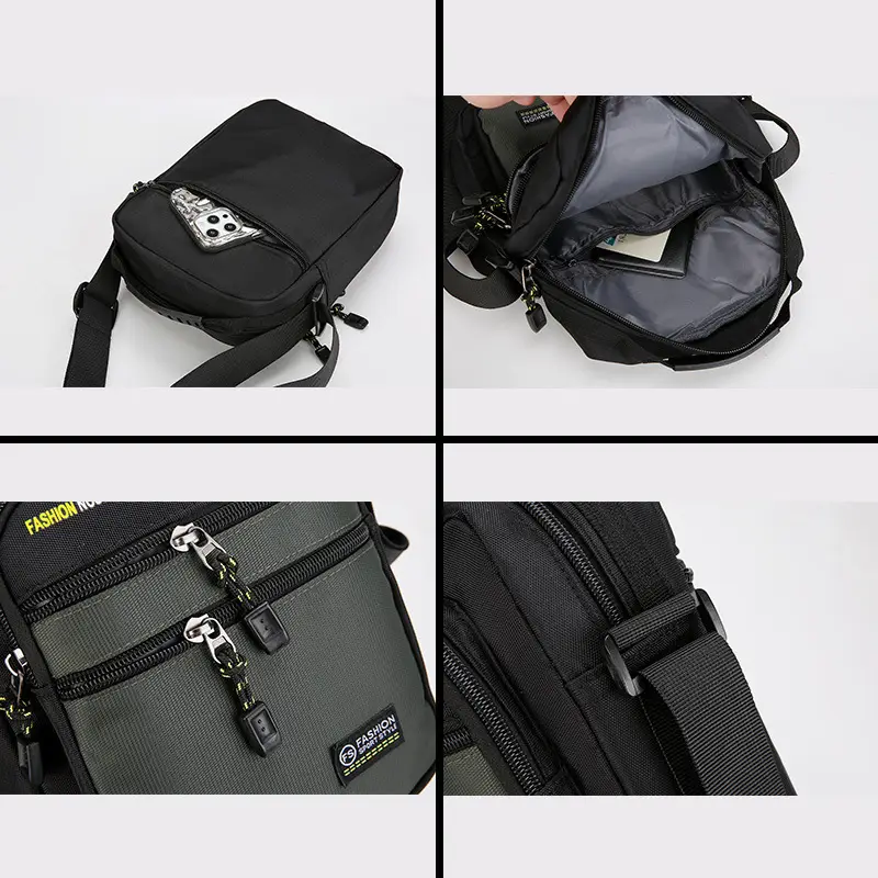 Men's Black Crossbody Travel Bag Large Capacity - Image 6
