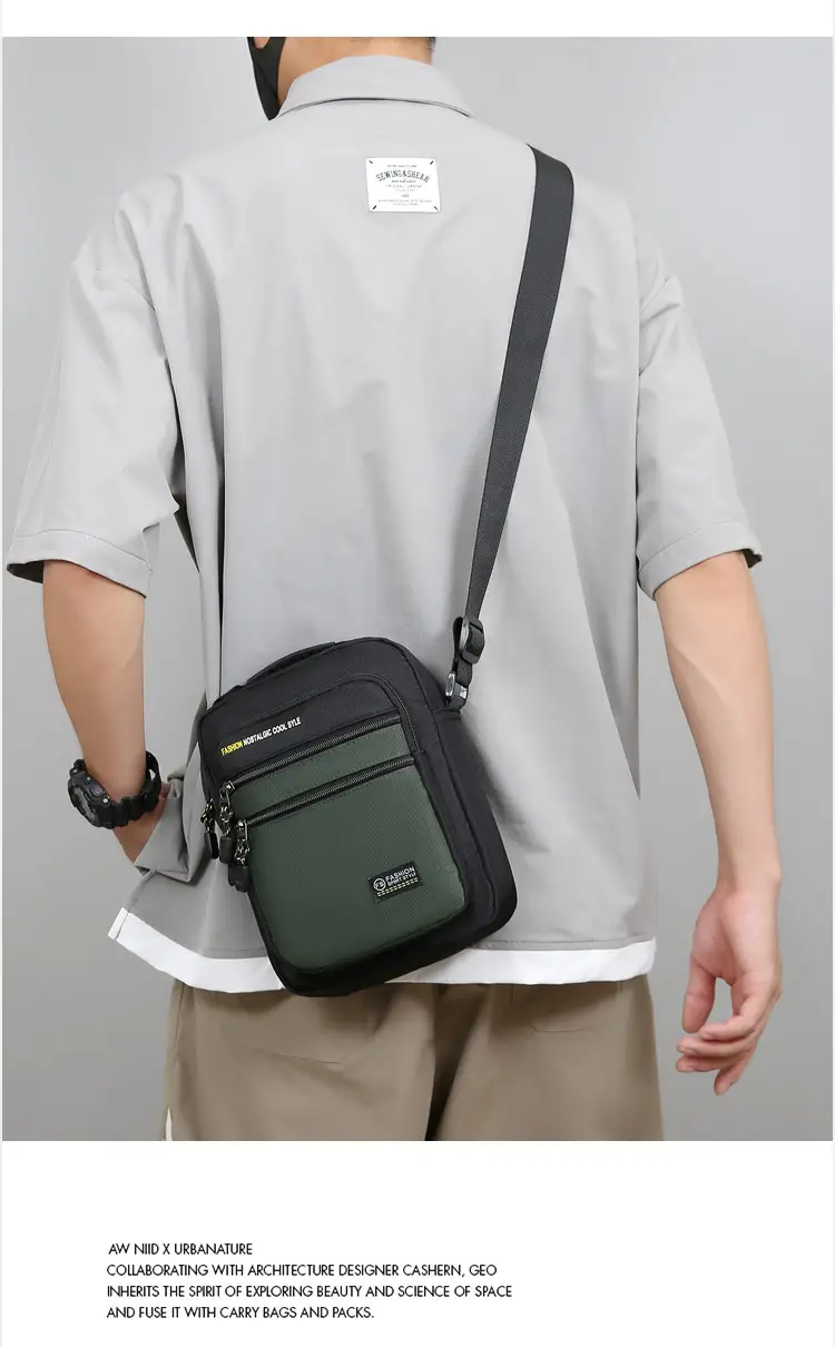 Men's Black Crossbody Travel Bag Large Capacity — feature 12