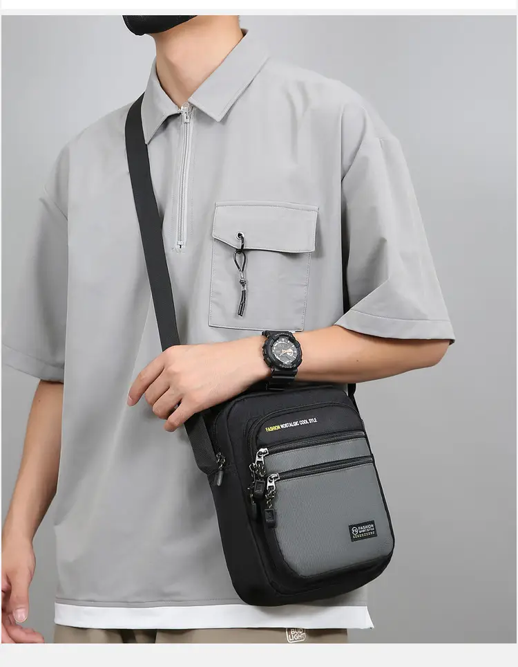 Men's Black Crossbody Travel Bag Large Capacity — feature 13