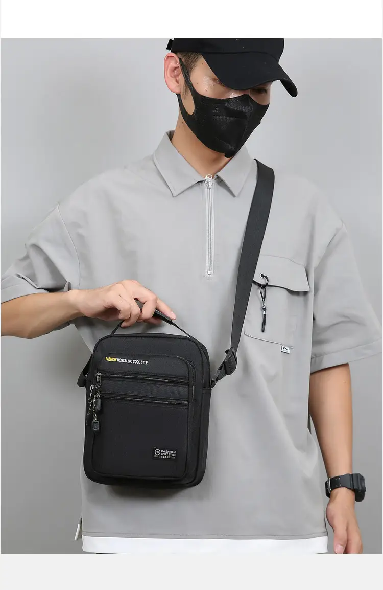 Men's Black Crossbody Travel Bag Large Capacity — feature 16
