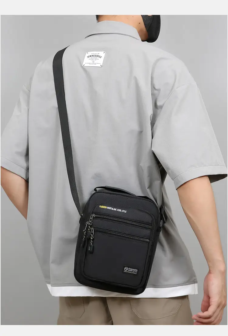 Men's Black Crossbody Travel Bag Large Capacity — feature 17
