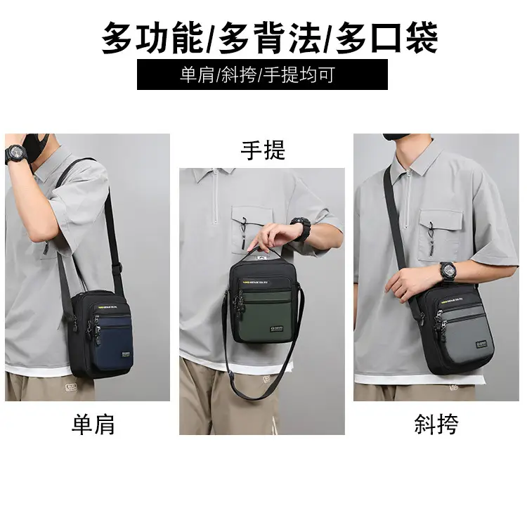 Men's Black Crossbody Travel Bag Large Capacity — feature 3