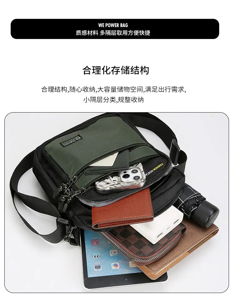 Men's Black Crossbody Travel Bag Large Capacity — feature 8