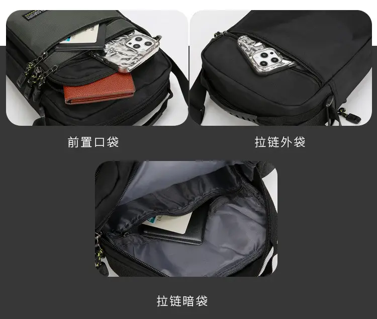 Men's Black Crossbody Travel Bag Large Capacity — feature 9