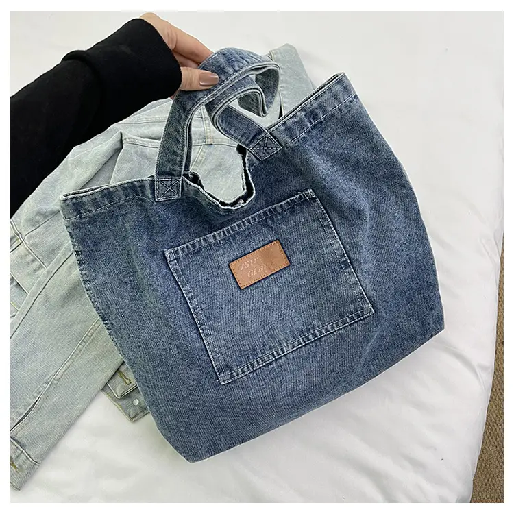Women Denim Wash Bag Large Capacity Washable - Image 4
