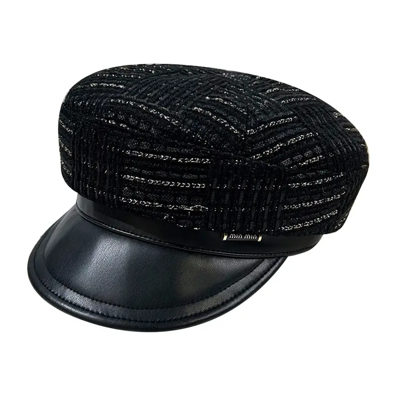 Korean Style Black Chiffon Cap Women Flat Top Casual Face Duckling Tongue Beret - Image 12