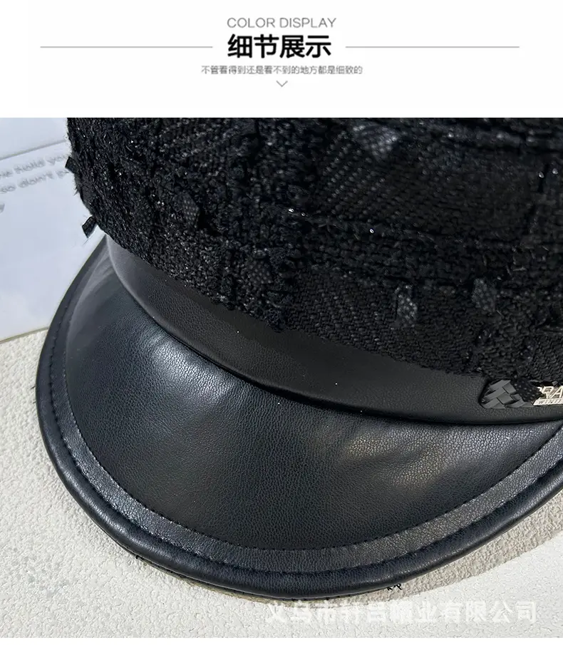 Korean Style Black Chiffon Cap Women Flat Top Casual Face Duckling Tongue Beret — feature 33