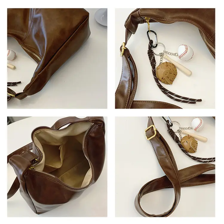 Large Capacity Brown Leather Shoulder Bag for Women — feature 36