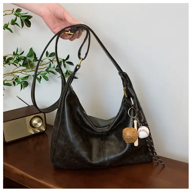 Large Capacity Brown Leather Shoulder Bag for Women — feature 40