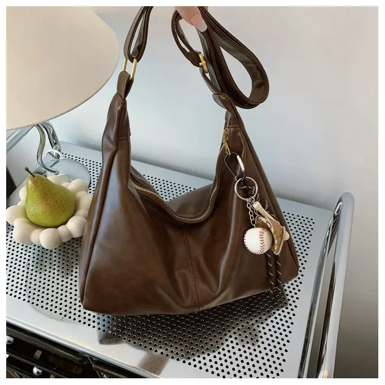 Large Capacity Brown Leather Shoulder Bag for Women — feature 41
