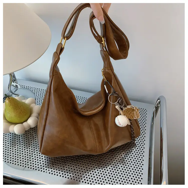 Large Capacity Brown Leather Shoulder Bag for Women — feature 43