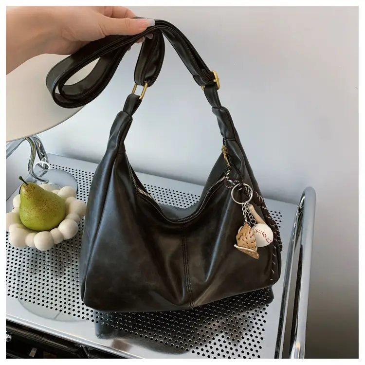 Large Capacity Brown Leather Shoulder Bag for Women — feature 45