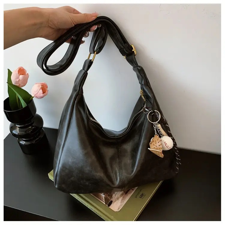 Large Capacity Brown Leather Shoulder Bag for Women — feature 46