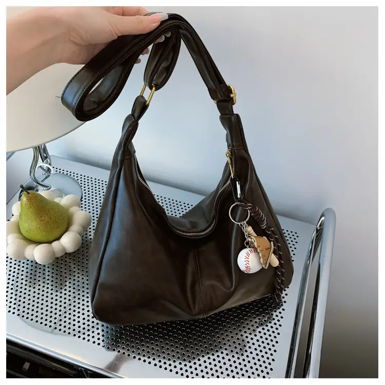 Large Capacity Brown Leather Shoulder Bag for Women — feature 47