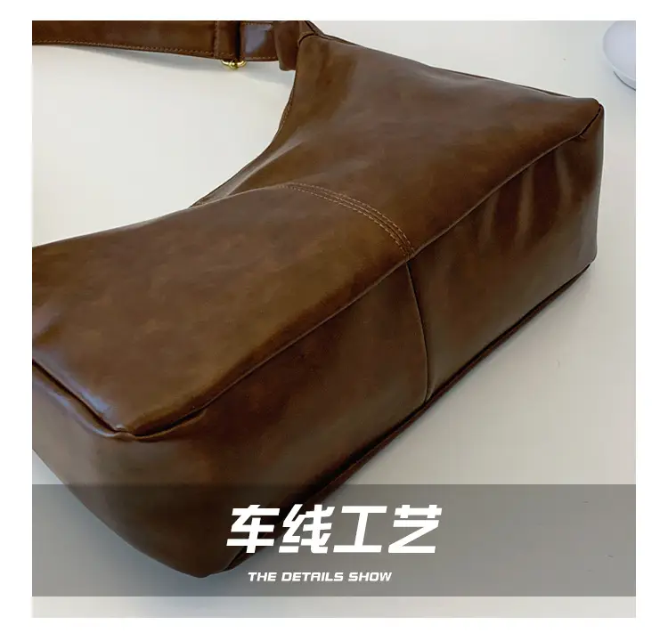 Large Capacity Brown Leather Shoulder Bag for Women — feature 5