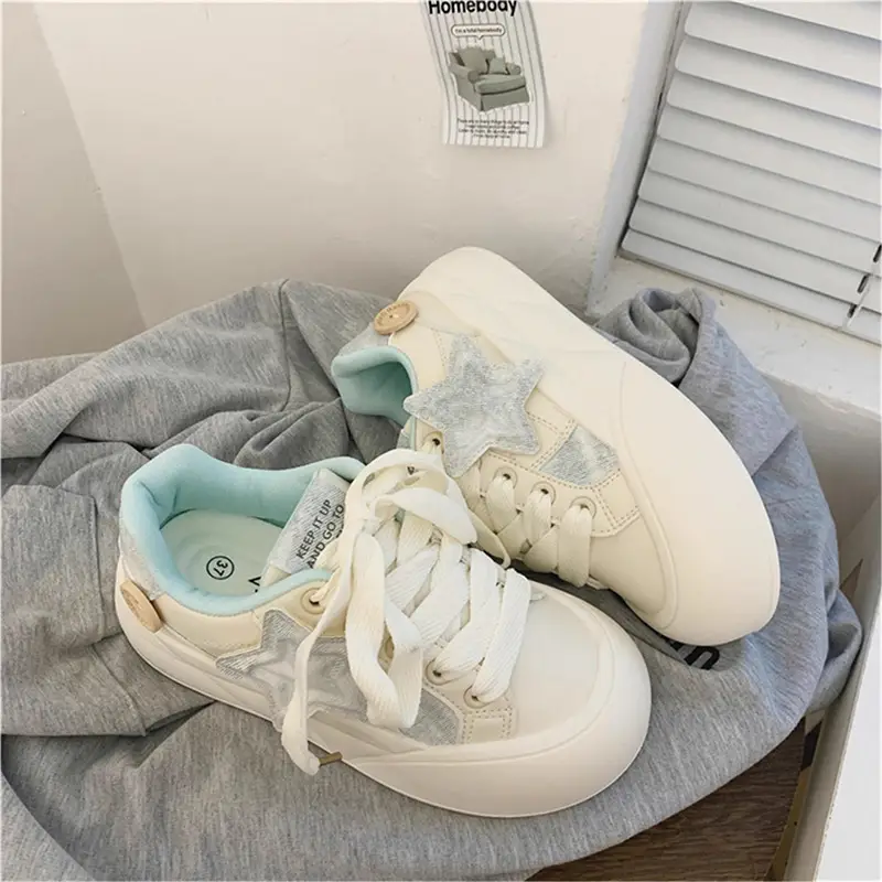 2025 New Summer White Shoes for Women, Cute Thick-Soled Casual Versatile Milky Big-Toe Bread Shoes, Round-Toe Sneakers - Image 4