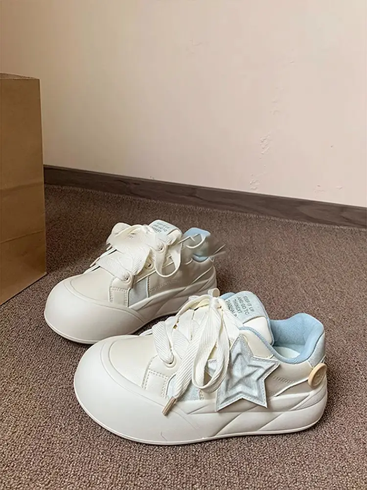 2025 New Summer White Shoes for Women, Cute Thick-Soled Casual Versatile Milky Big-Toe Bread Shoes, Round-Toe Sneakers — feature 4