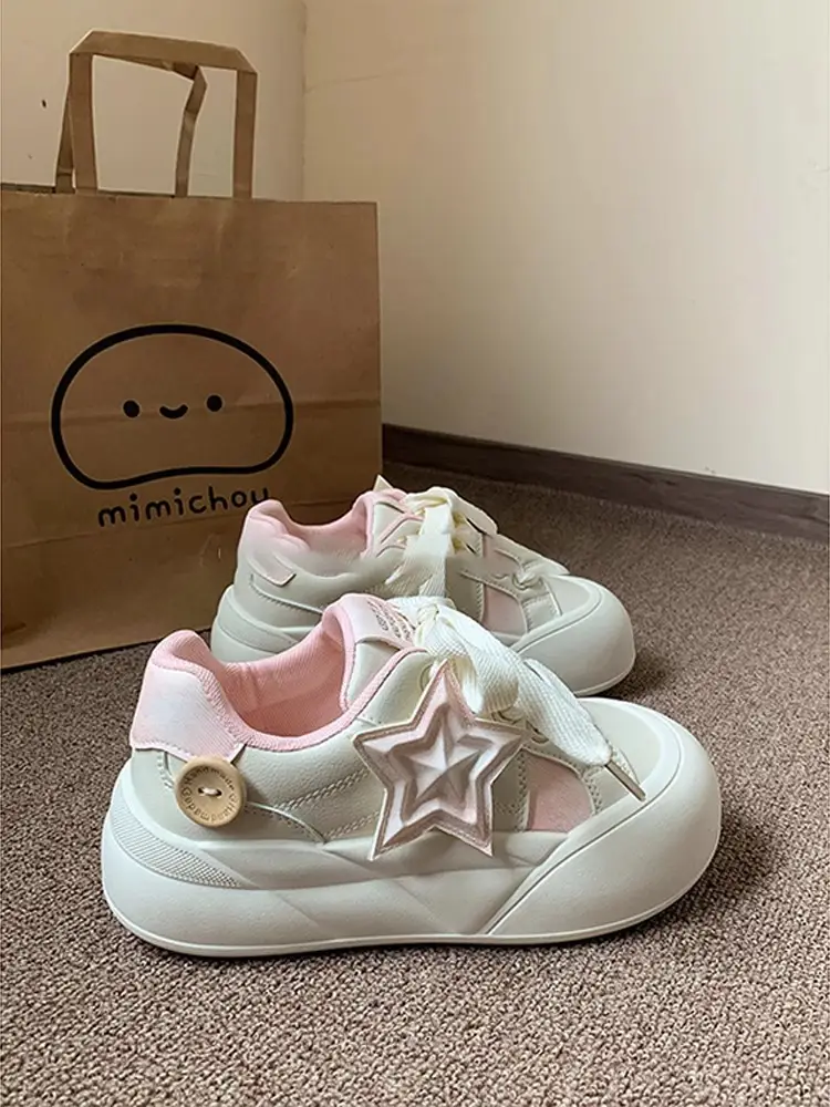 2025 New Summer White Shoes for Women, Cute Thick-Soled Casual Versatile Milky Big-Toe Bread Shoes, Round-Toe Sneakers — feature 5