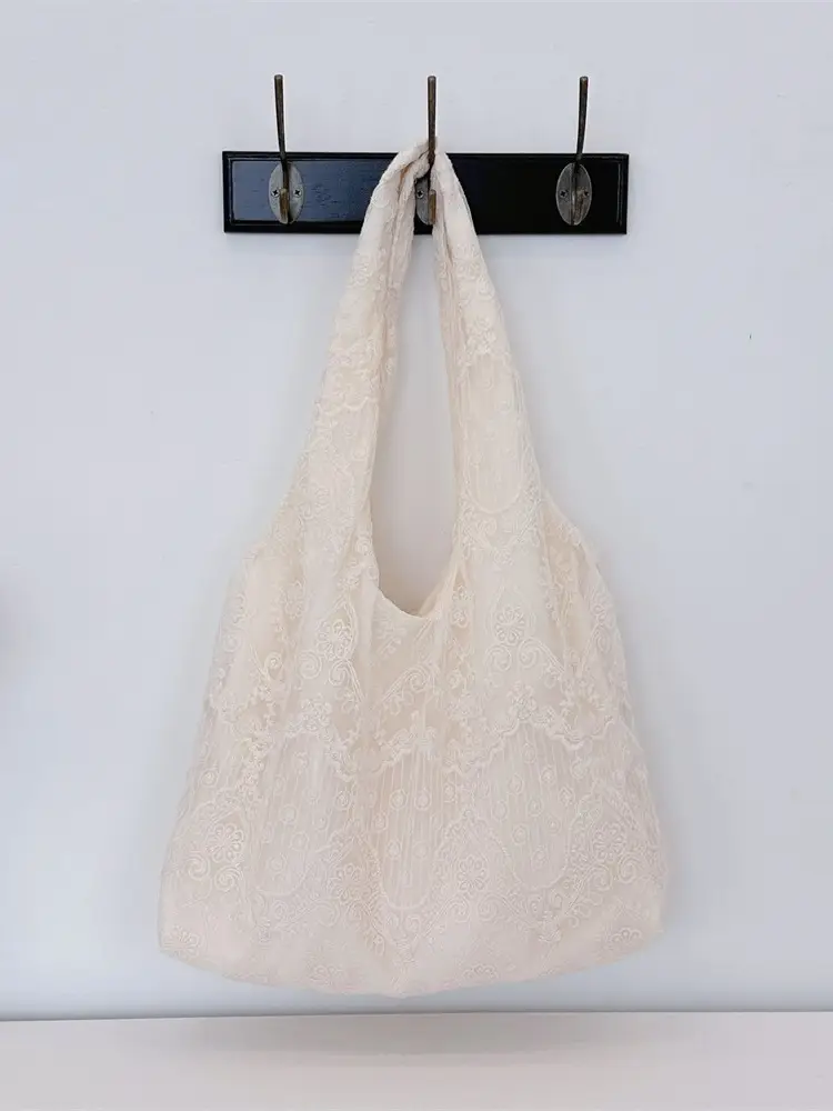 Korean Lace Shoulder Bag for Women Cream - Image 5