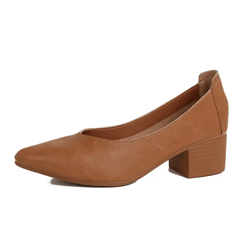 Popular Single Shoes with Chunky Heels, 2025 New Versatile Fairy-Style Loafers, Shallow Mid-Heel Shoes, Mother's Size Women's Shoes, Granny Shoes, Versatile - Image 13