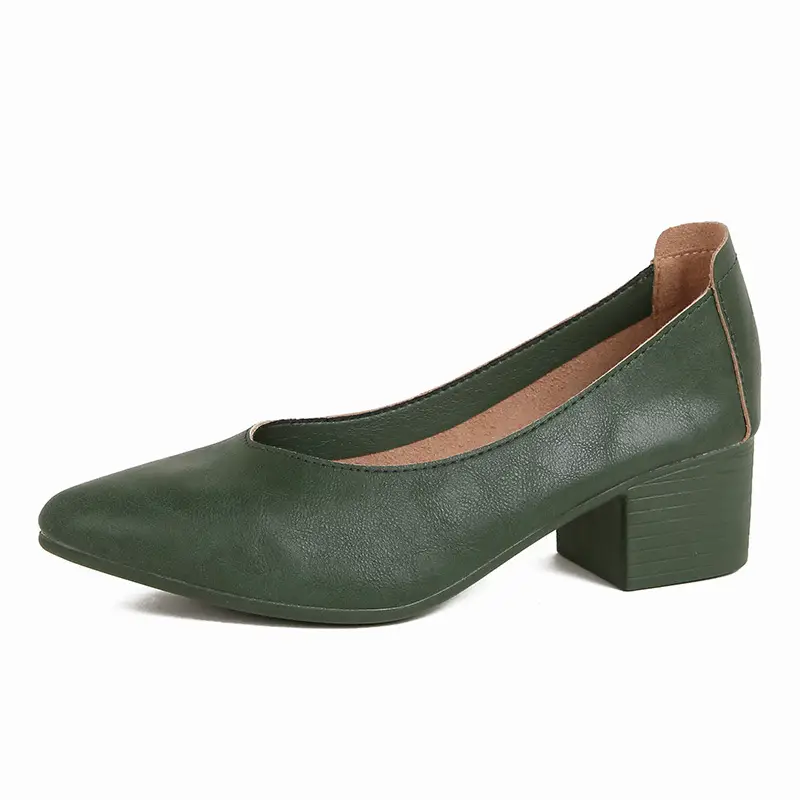 Popular Single Shoes with Chunky Heels, 2025 New Versatile Fairy-Style Loafers, Shallow Mid-Heel Shoes, Mother's Size Women's Shoes, Granny Shoes, Versatile - Image 15