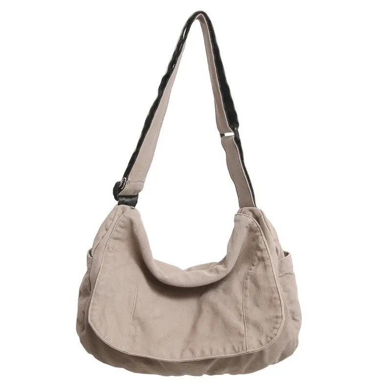 Washed Canvas Crossbody Bag Men Japanese Style Large Capacity - Image 9
