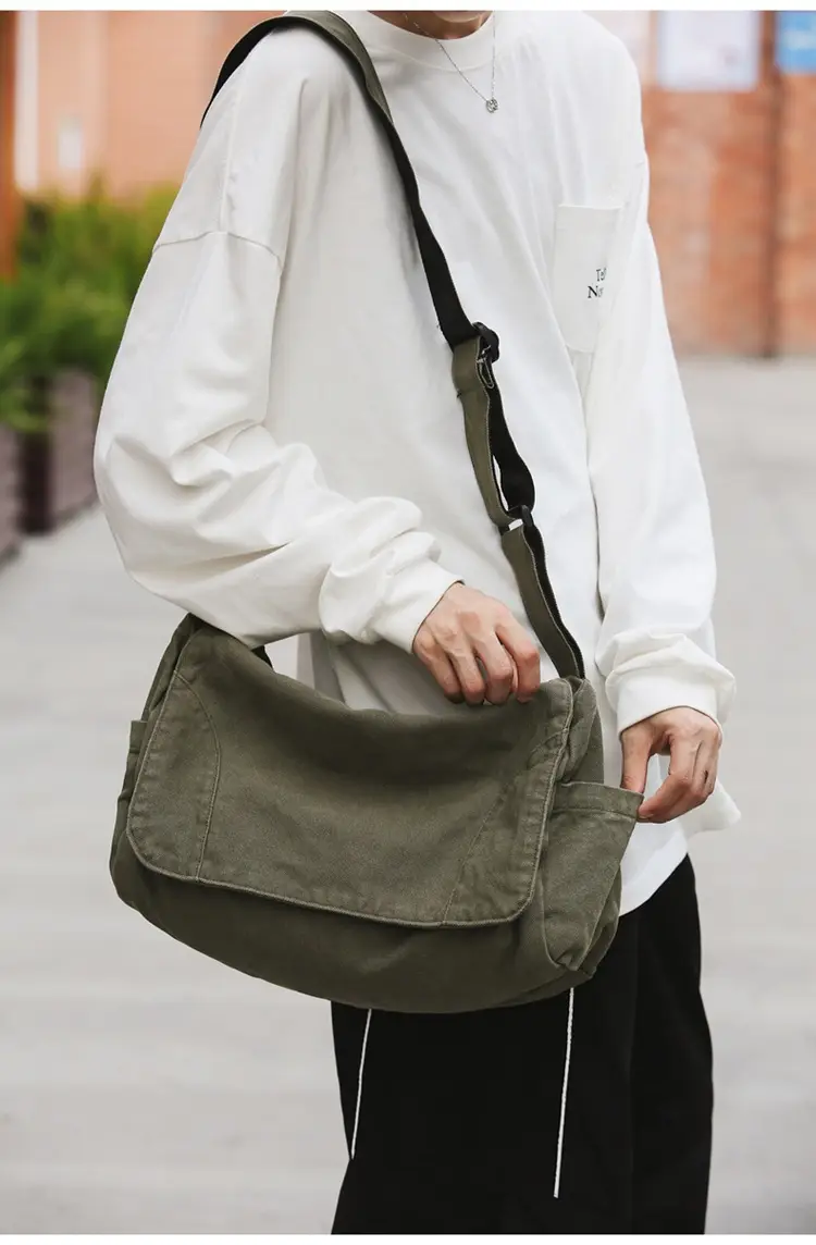 Washed Canvas Crossbody Bag Men Japanese Style Large Capacity — feature 24