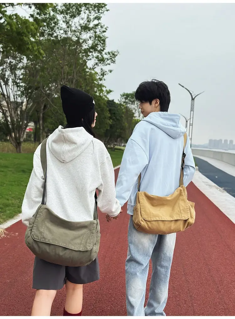 Washed Canvas Crossbody Bag Men Japanese Style Large Capacity — feature 26