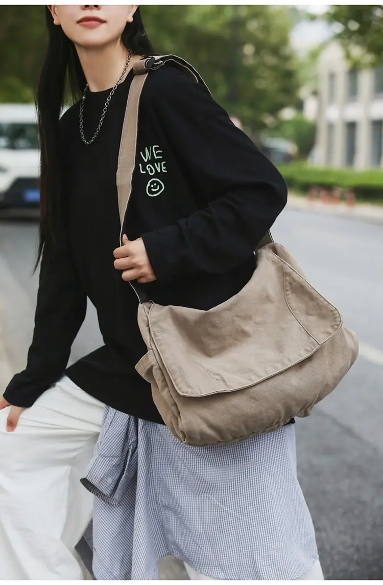 Washed Canvas Crossbody Bag Men Japanese Style Large Capacity — feature 35