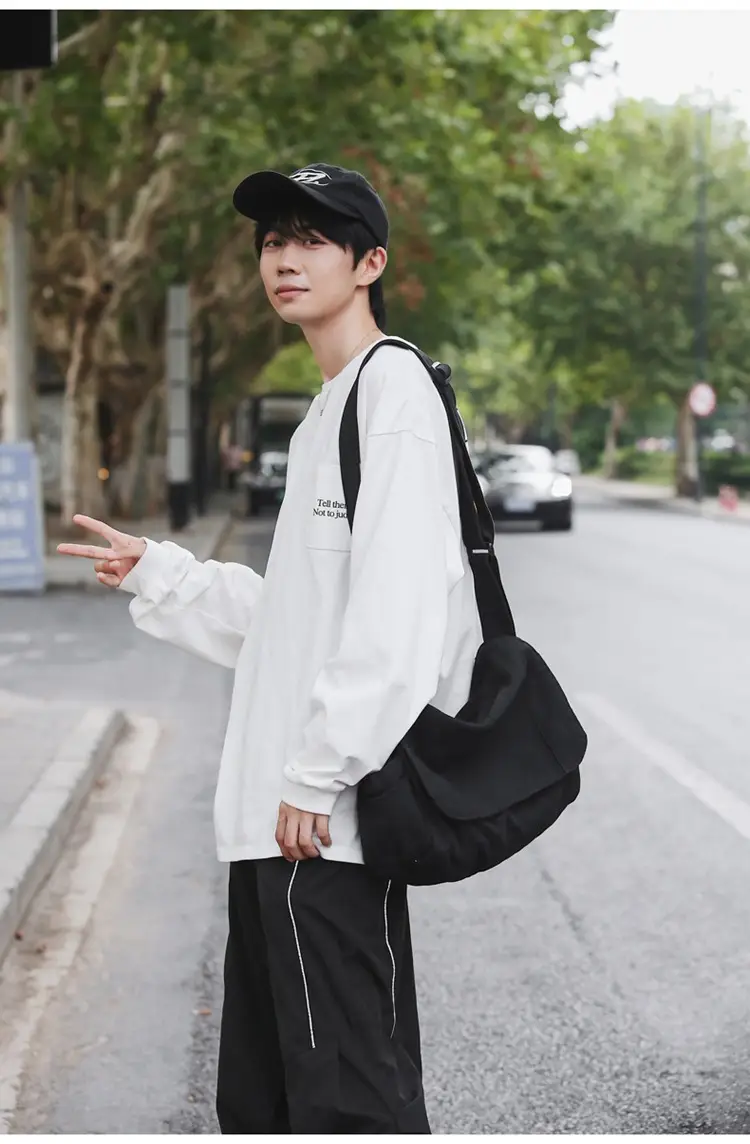 Washed Canvas Crossbody Bag Men Japanese Style Large Capacity — feature 47