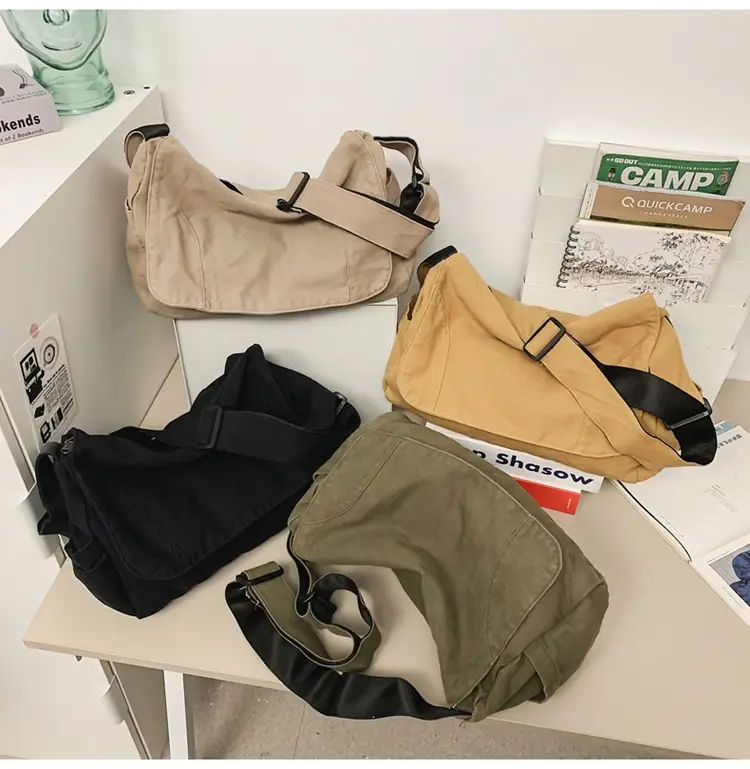 Washed Canvas Crossbody Bag Men Japanese Style Large Capacity — feature 48