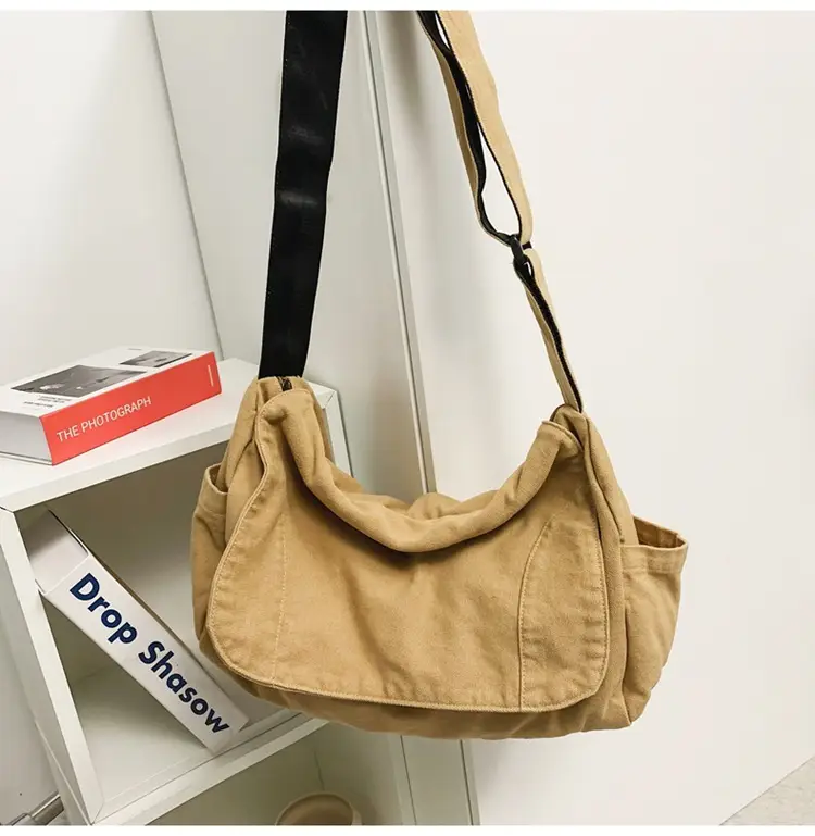 Washed Canvas Crossbody Bag Men Japanese Style Large Capacity — feature 57