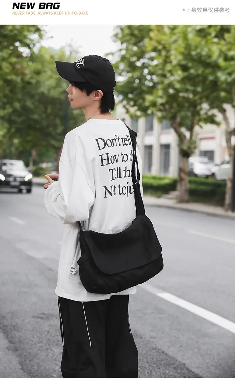 Washed Canvas Crossbody Bag Men Japanese Style Large Capacity — feature 6